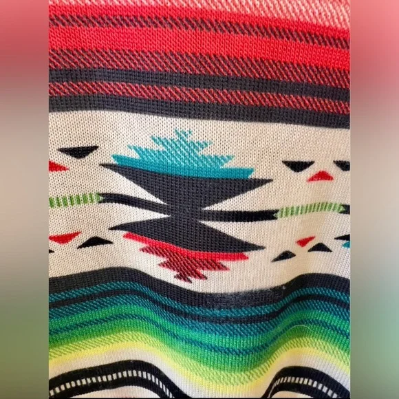 Double D Ranch Colorful Serape Poncho with Fringe - Picture 4 of 6